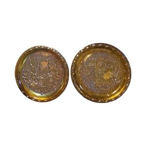 Vintage Indiana Glass Marigold Carnival American Bicentennial Plate Set Of 2